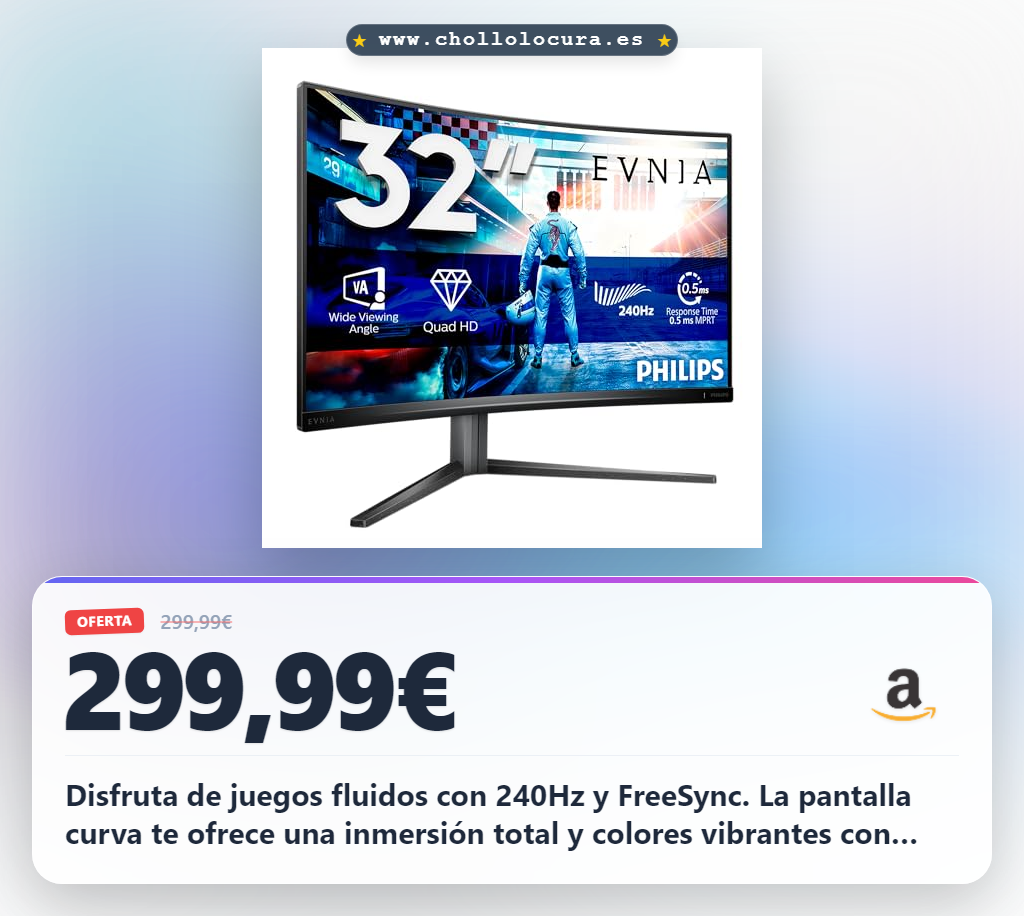 Consigue monitor gaming Philips 32 Pulgadas QHD 240Hz con FreeSync y HDR400 al mejor precio