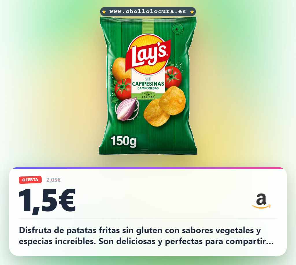 Aprovecha patatas fritas sin gluten Lay's con sabores vegetales y especias. Deliciosas para toda la familia.
