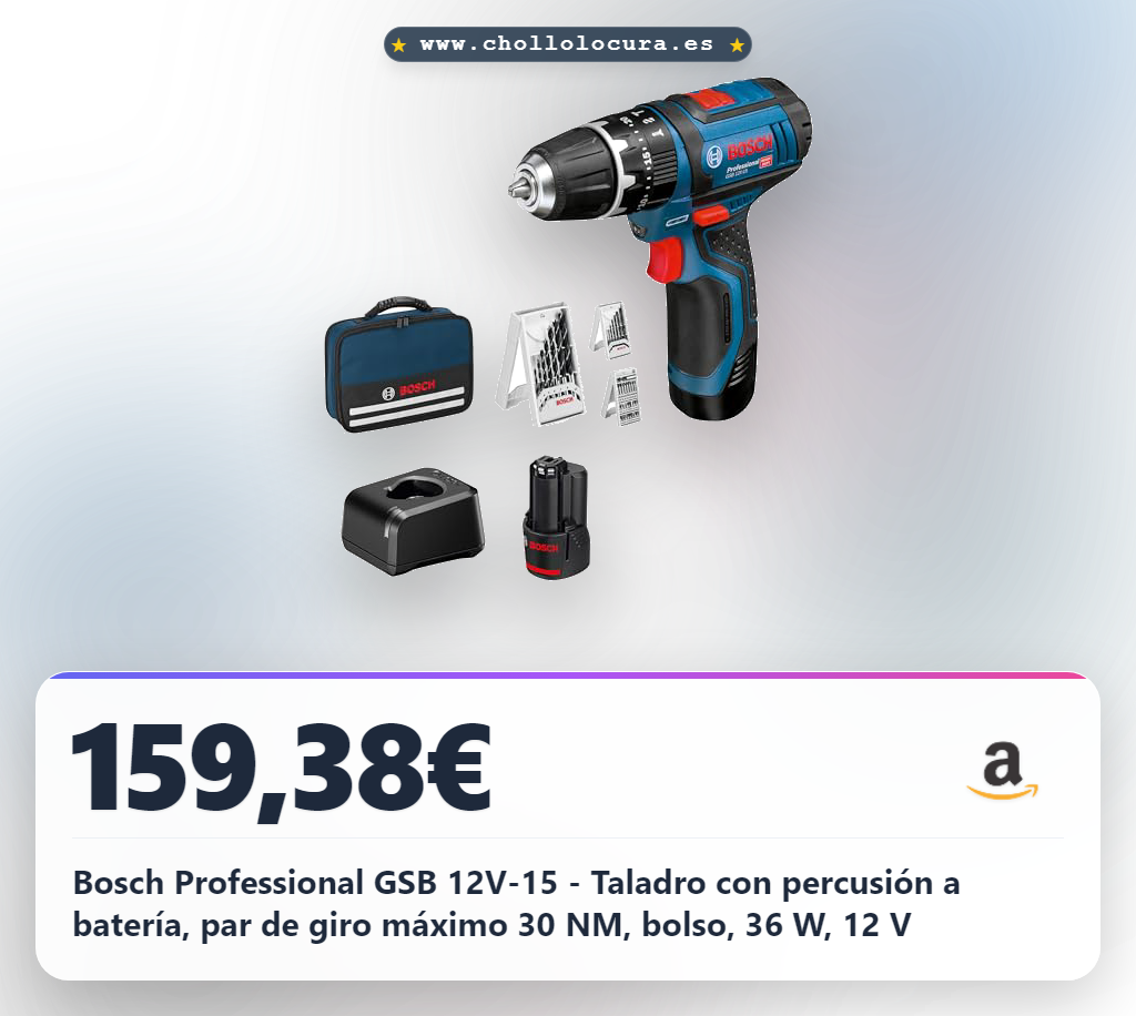 Ahorra con el Taladro Bosch GSB 12V-15 Professional con percusión y kit completo al mejor precio