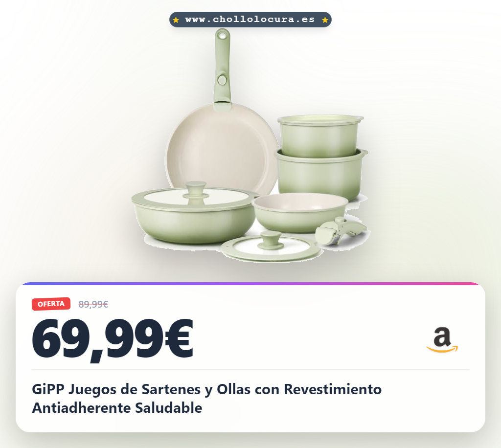 GiPP Juegos de Sartenes y Ollas con Revestimiento Antiadherente Saludable
