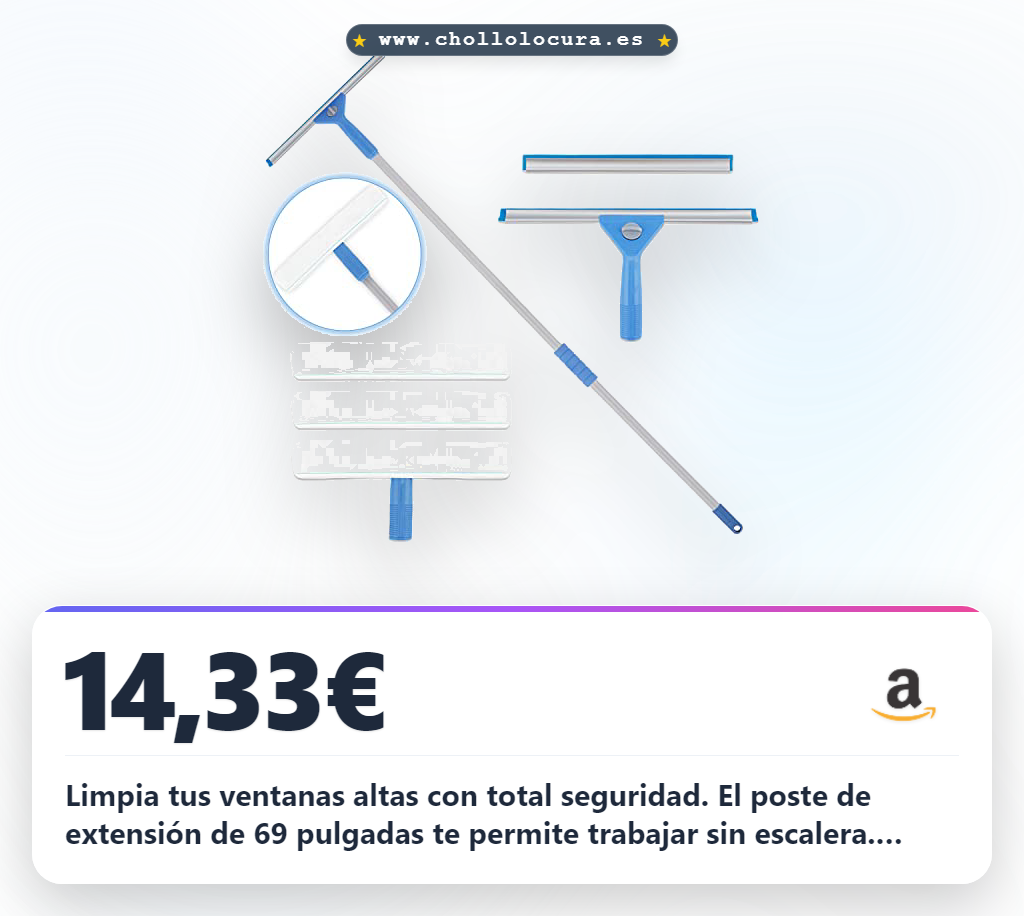 Aprovecha AMERWASH PLUS para limpiar ventanas altas con poste de 69 pulgadas y microfibra profesional