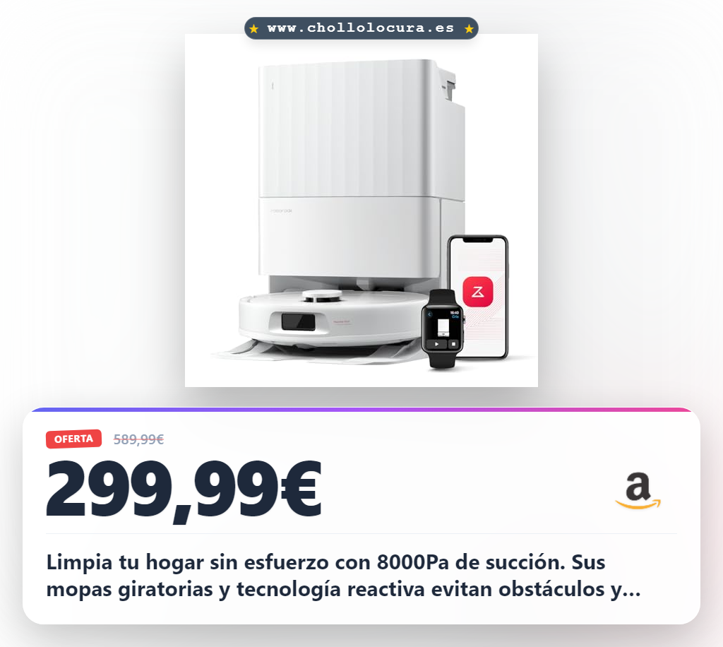 Aprovecha el robot aspirador Roborock QV 35A con succión 8000Pa y mopas giratorias en oferta