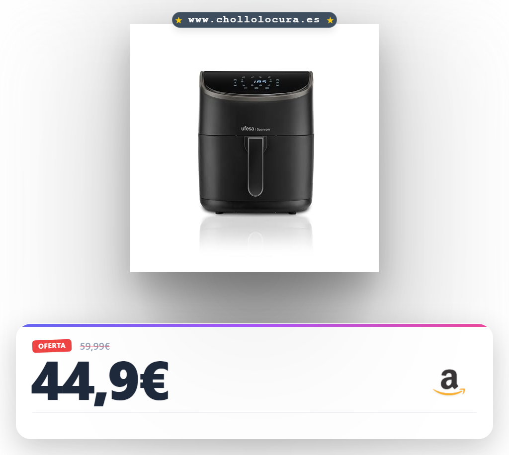 Aprovecho la freidora de aire sin aceite con 8 programas y control digital para cocinar sano al mejor precio
