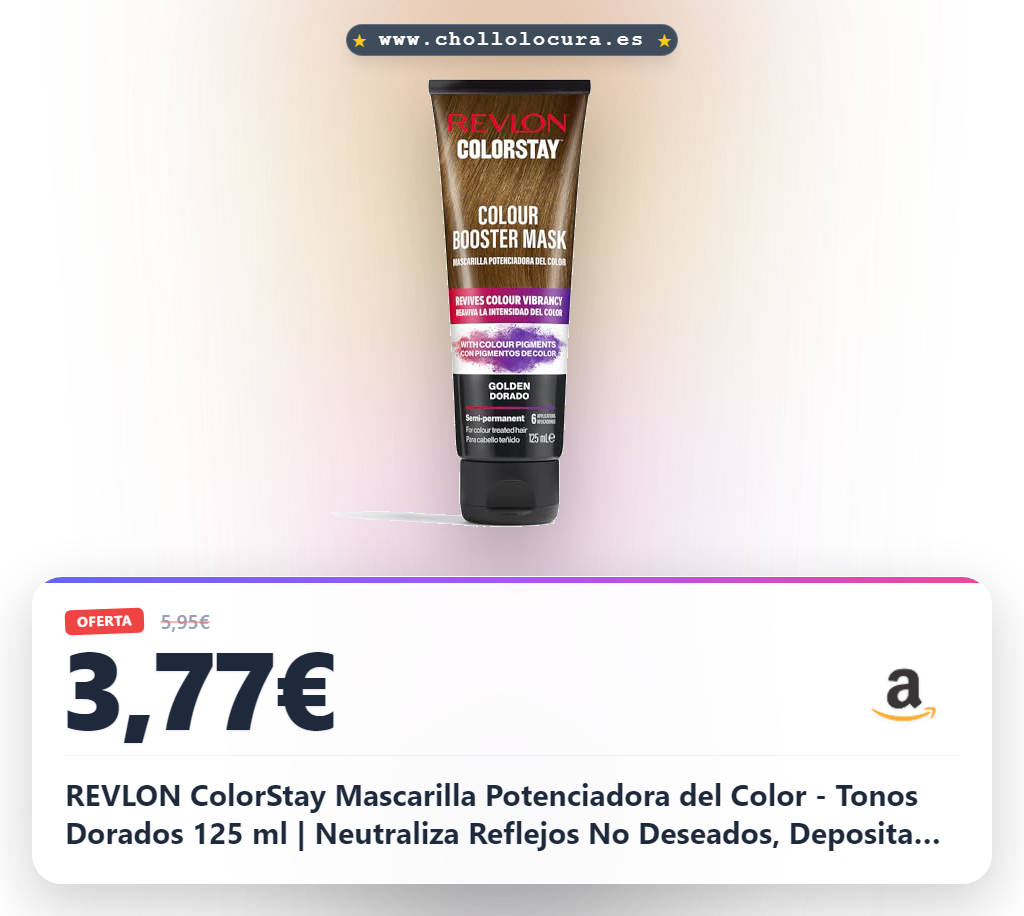 Llévate la Mascarilla Revlon ColorStay Tonos Dorados: neutraliza reflejos y revitaliza tu color en 5 minutos a precio de chollo.