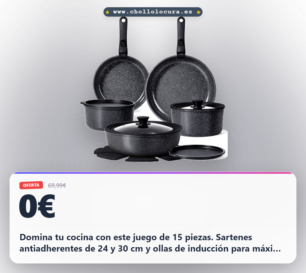 Aprovecha este juego de ollas y sartenes GiPP 15 piezas de inducción y aluminio. Máxima calidad y antiadherencia al mejor precio