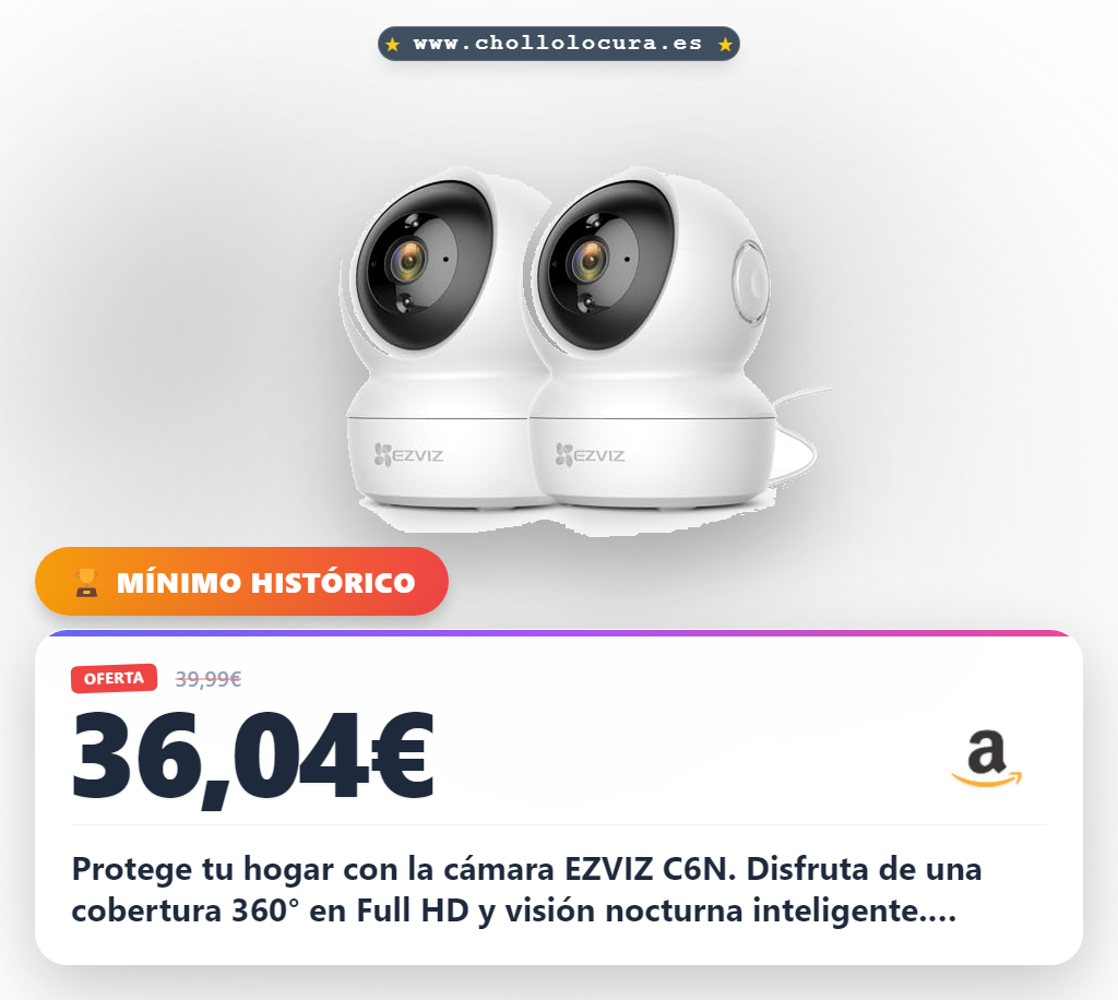 Consigue cámara WiFi interior EZVIZ C6N 360° visión nocturna y audio bidireccional al mejor precio