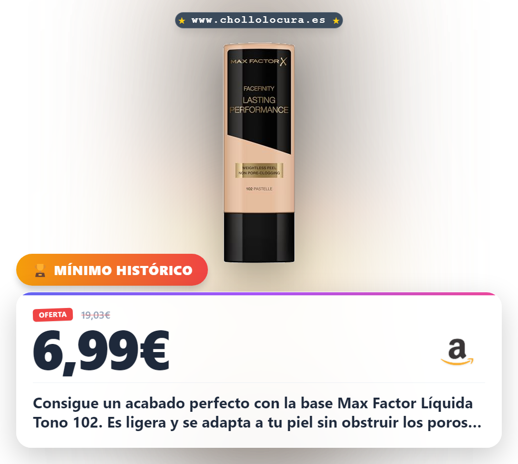 Aprovecha la base de maquillaje líquida Max Factor Tono 102 ligera y sin poros para un look perfecto