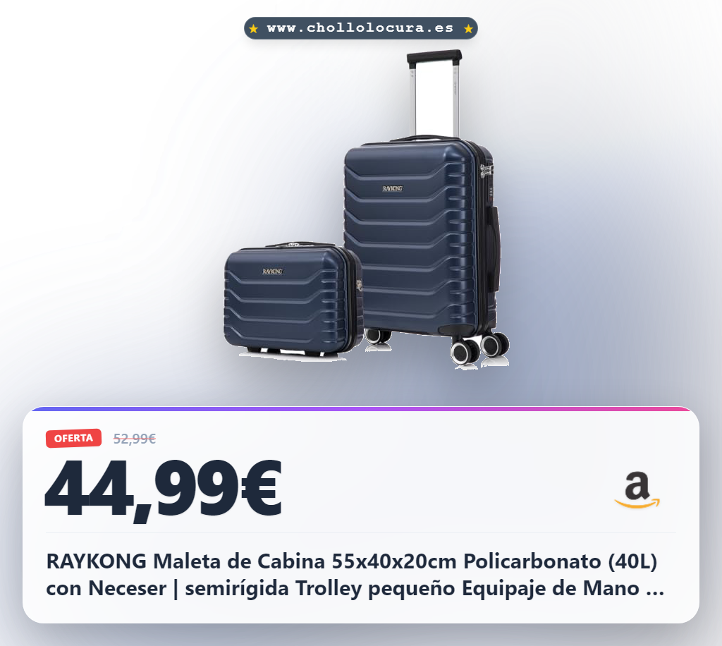 RAYKONG Maleta de Cabina 55x40x20cm Policarbonato (40L) con Neceser | semirígida Trolley pequeño Equipaje de Mano 4 Ruedas giratorios a 360º Cierre numérico (AzulMarino)