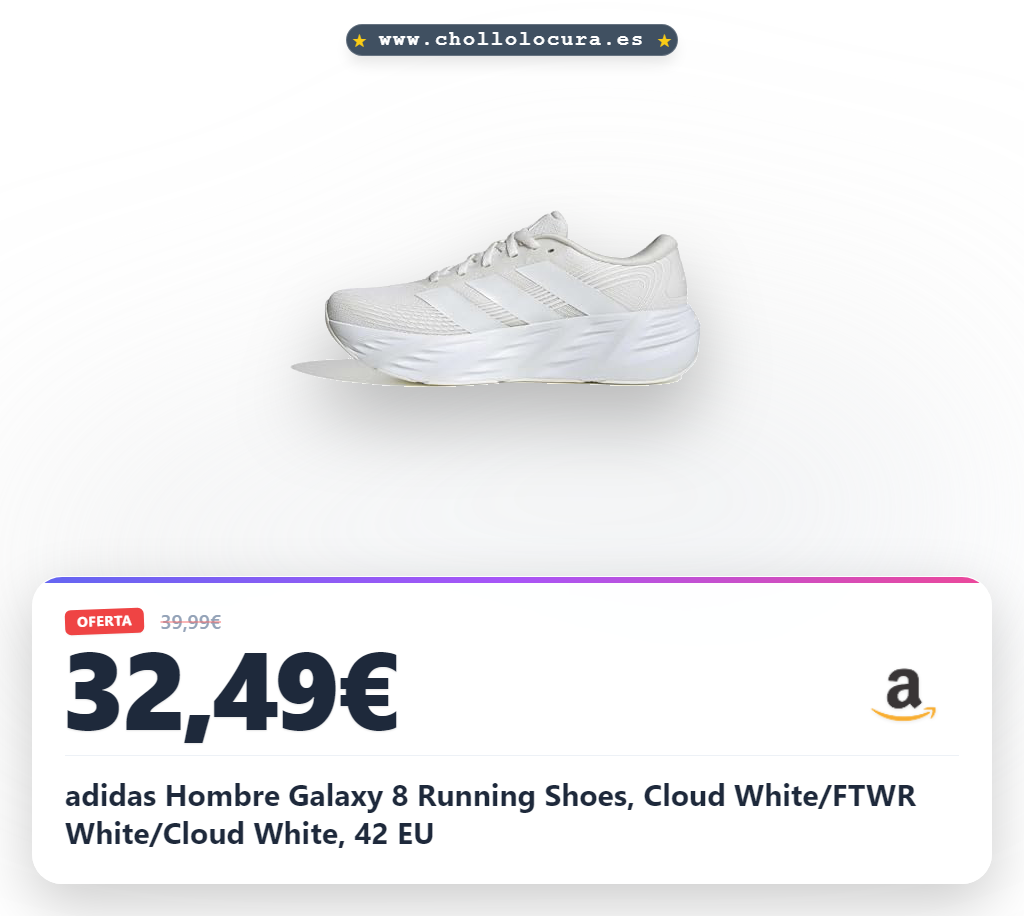 adidas Hombre Galaxy 8 Running Shoes, Cloud White/FTWR White/Cloud White, 42 EU