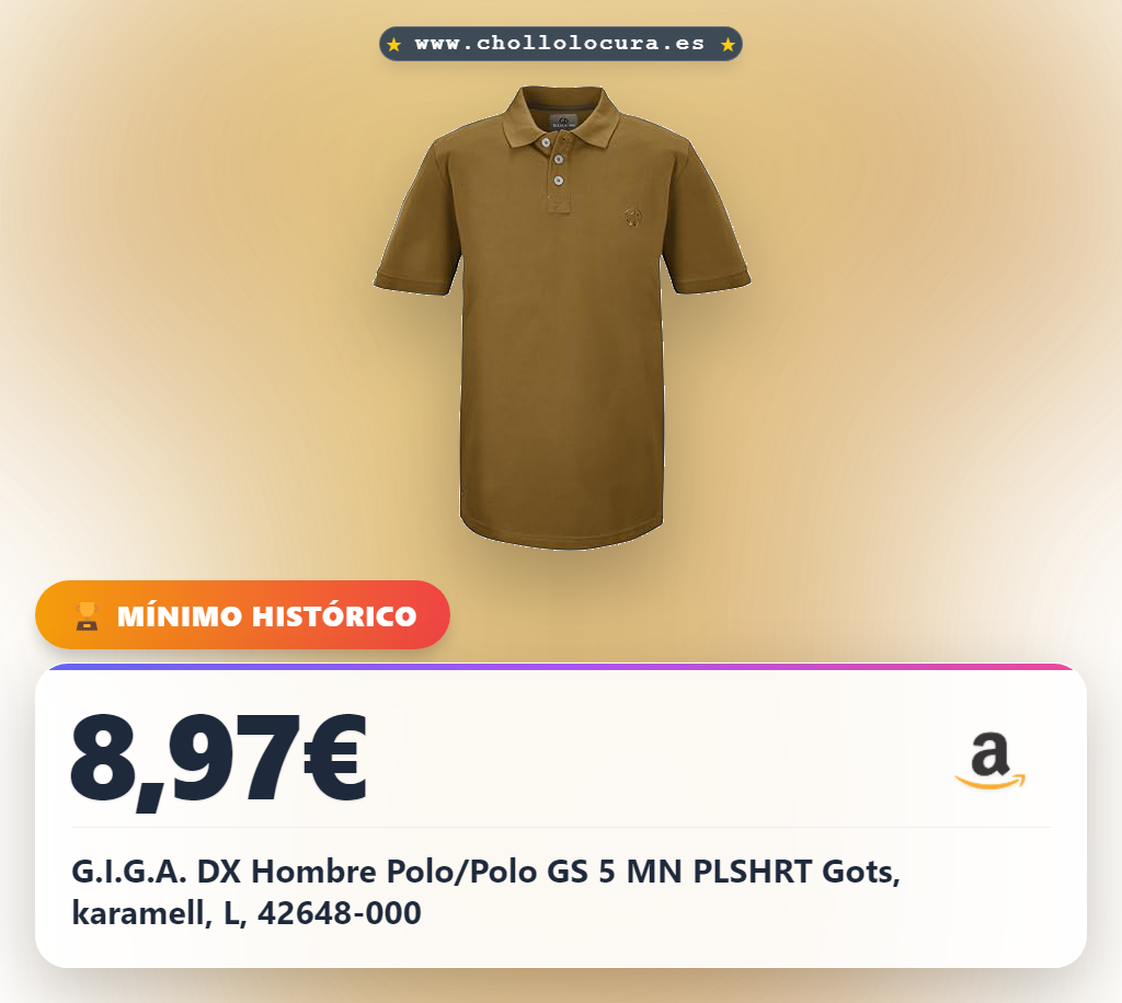G.I.G.A. DX Hombre Polo/Polo GS 5 MN PLSHRT Gots, karamell, L, 42648-000