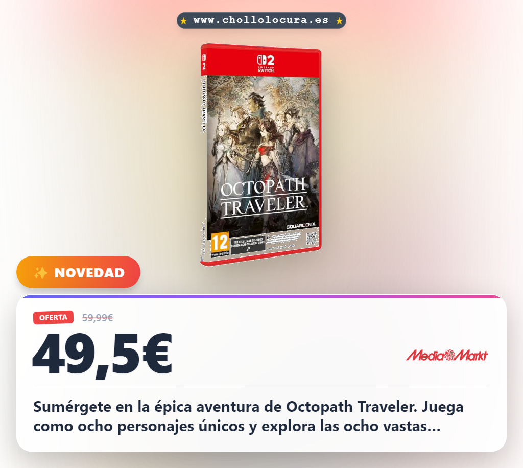 Aprovecha Octopath Traveler para Nintendo Switch y explora las ocho regiones de Orsterra al mejor precio