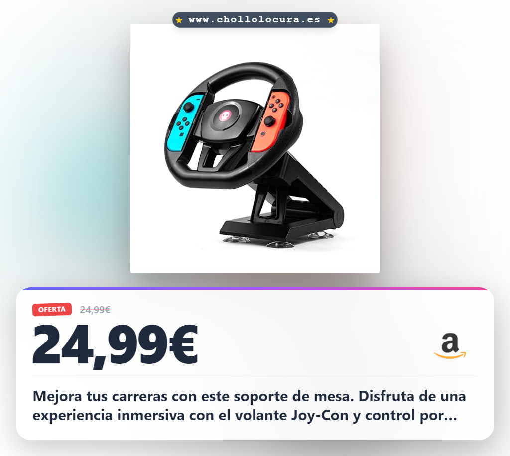Aprovecha este soporte de mesa con volante Joy-Con para Nintendo Switch y OLED al mejor precio en oferta
