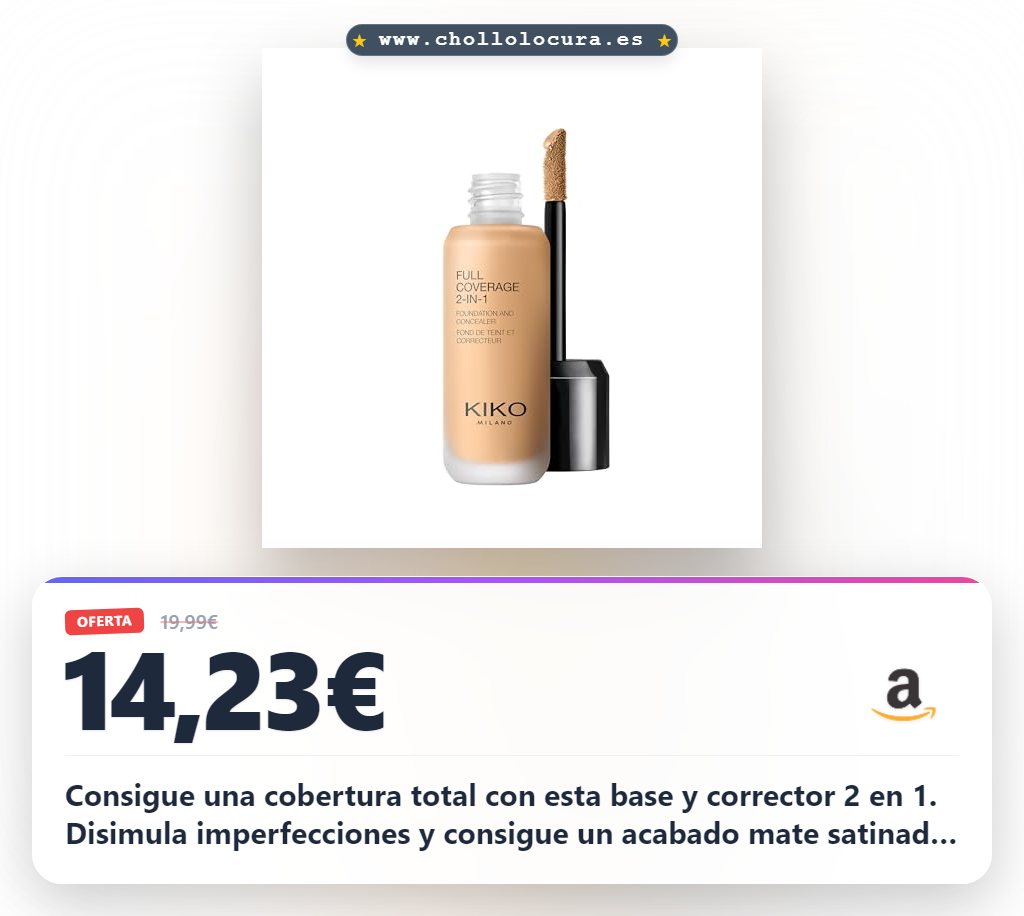 Consigue la base y corrector 2 en 1 KIKO Milano de alta cobertura para piel sensible al mejor precio