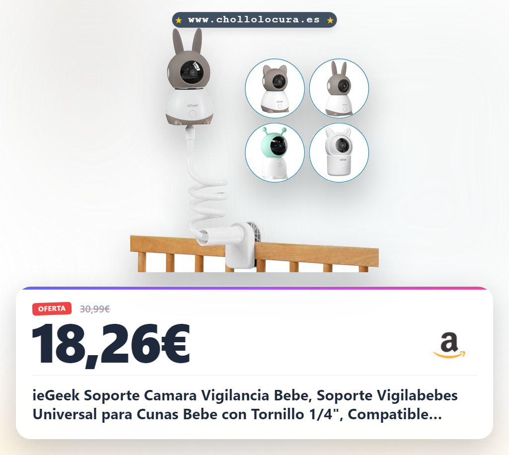 ieGeek Soporte Camara Vigilancia Bebe, Soporte Vigilabebes Universal para Cunas Bebe con Tornillo 1/4", Compatible Camara Baby 1T, Baby 4, y Otros Mayoría de Monitor Bebes