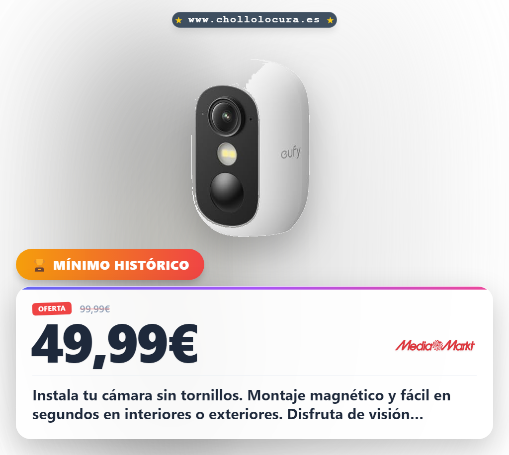 Consigue la cámara eufyCam C35 WiFi exterior e interior con visión nocturna y batería de 180 días al mejor precio