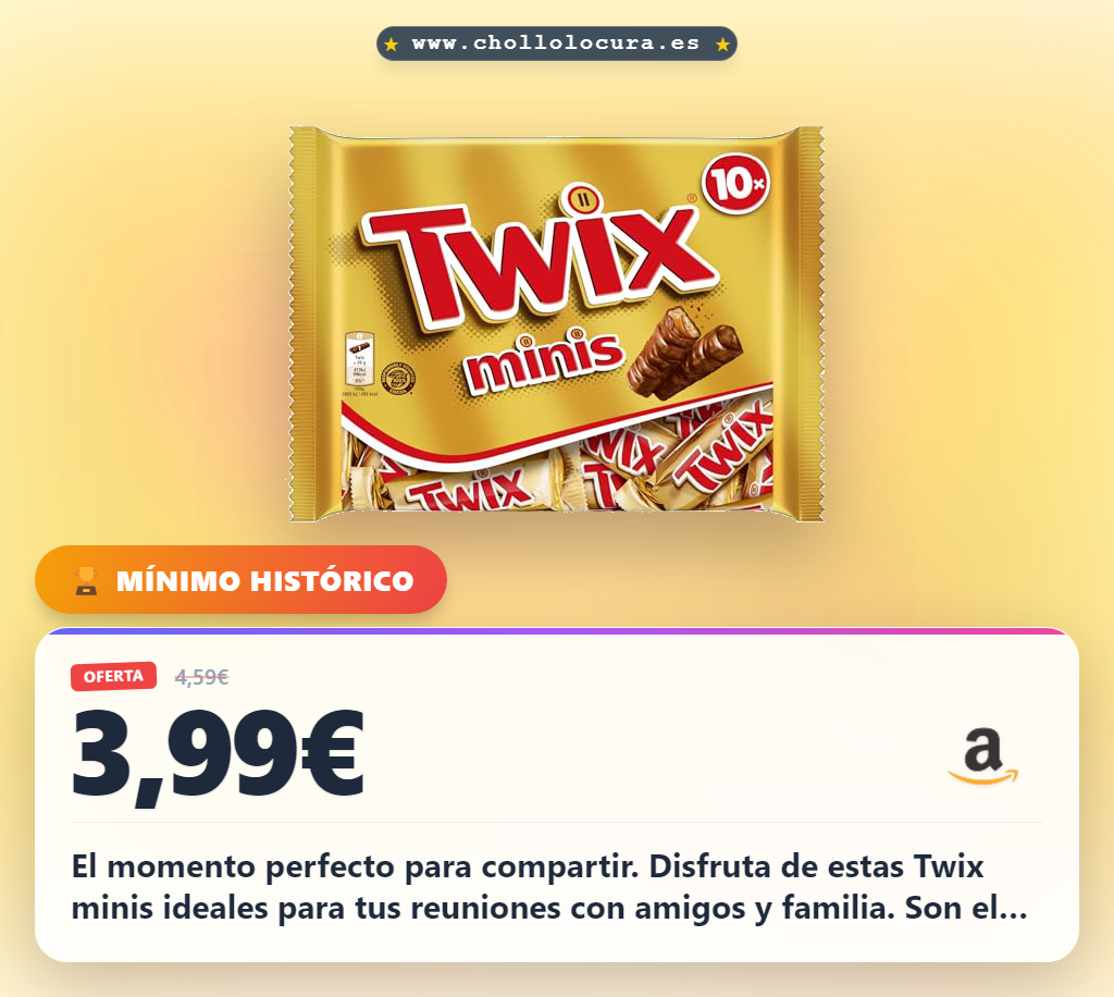 Aprovecha el paquete x10 de Twix minis para tus fiestas y trucos en oferta histórica