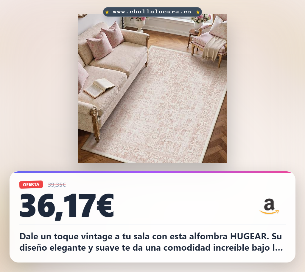 Aprovecha la alfombra HUGEAR rosa antideslizante y lavable en lavadora para sala vintage.