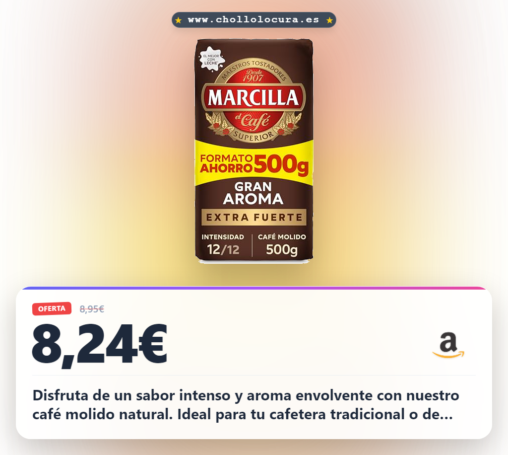 Aprovecha el café molido de tueste natural para un sabor intenso y aroma envolvente en oferta