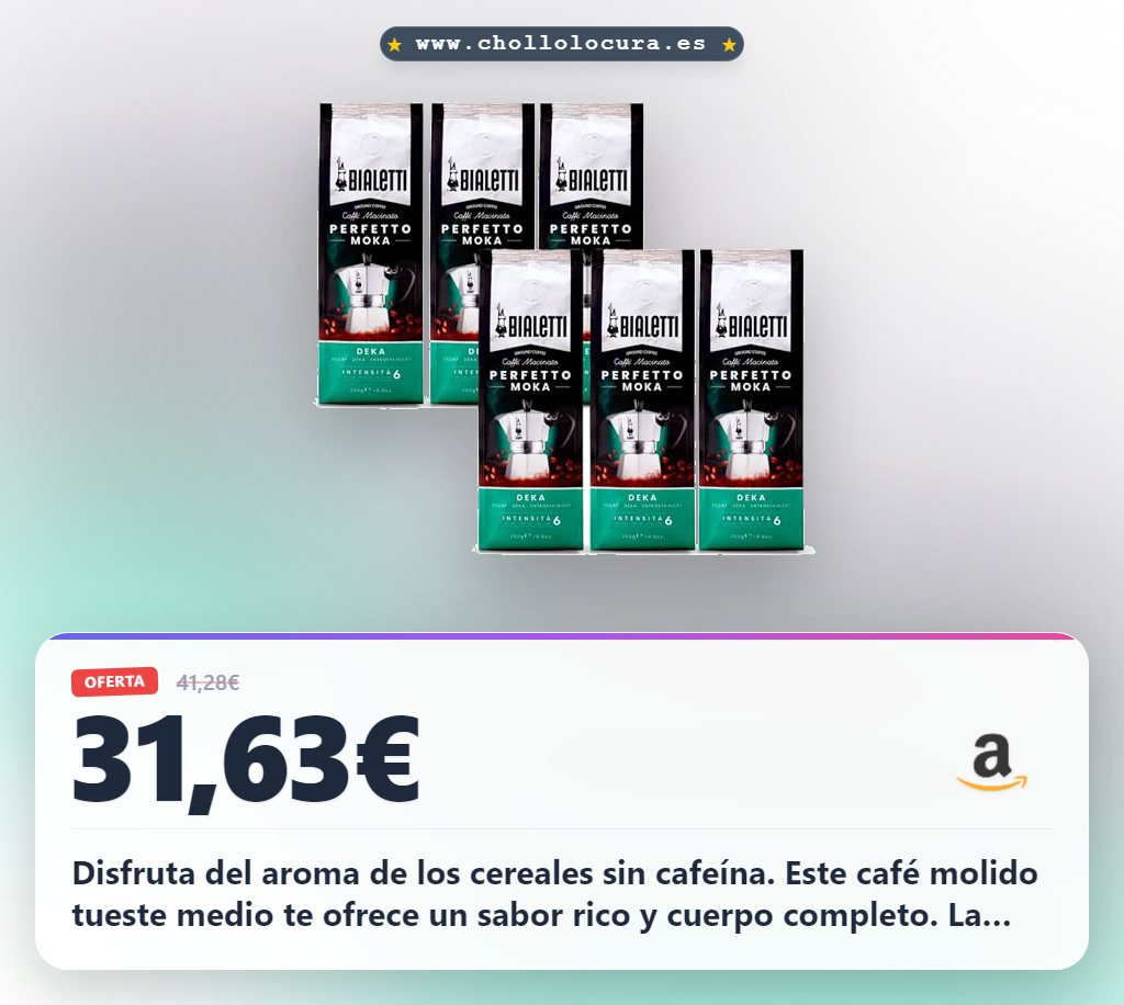Aprovecha el café molido Perfetto Moka Deka tueste medio con aroma a cereales en oferta histórica