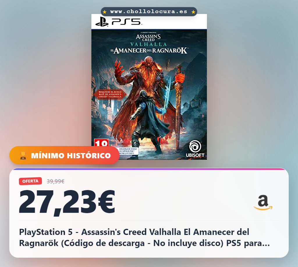 PlayStation 5 - Assassin's Creed Valhalla El Amanecer del Ragnarök (Código de descarga - No incluye disco) PS5 para PlayStation 5