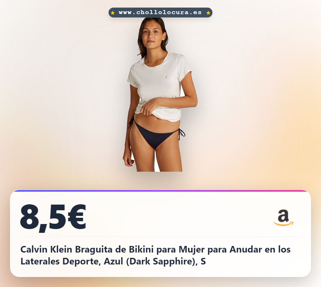 Adquiere la braguita de bikini Calvin Klein azul Dark Sapphire con nudos laterales al mejor precio