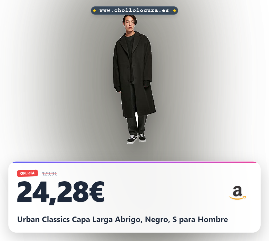 Obtén la Capa Larga Abrigo Urban Classics para hombre en negro con corte oversized y largo debajo de la rodilla al mejor precio