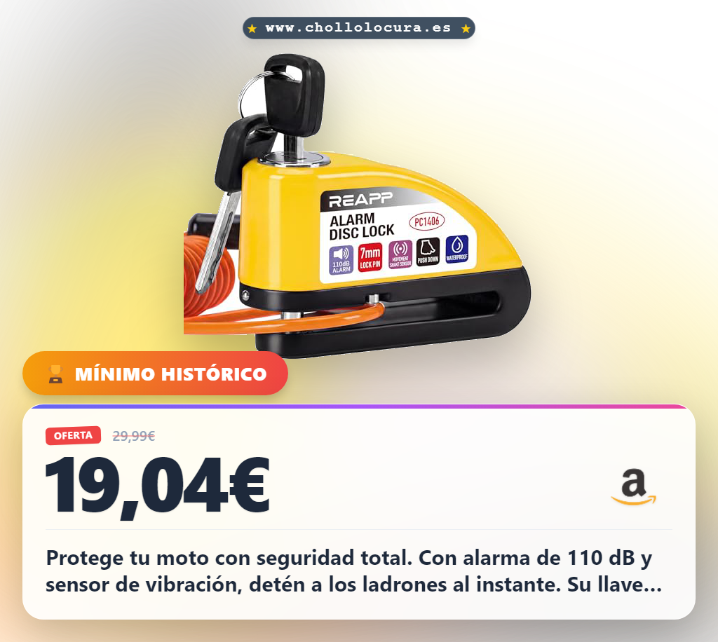 Consigue el candado moto disco REAPP con alarma 110 dB y antirrobo para bicicletas al mejor precio