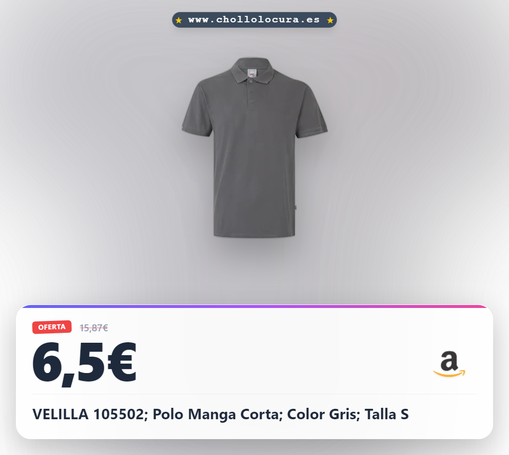 VELILLA 105502; Polo Manga Corta; Color Gris; Talla S