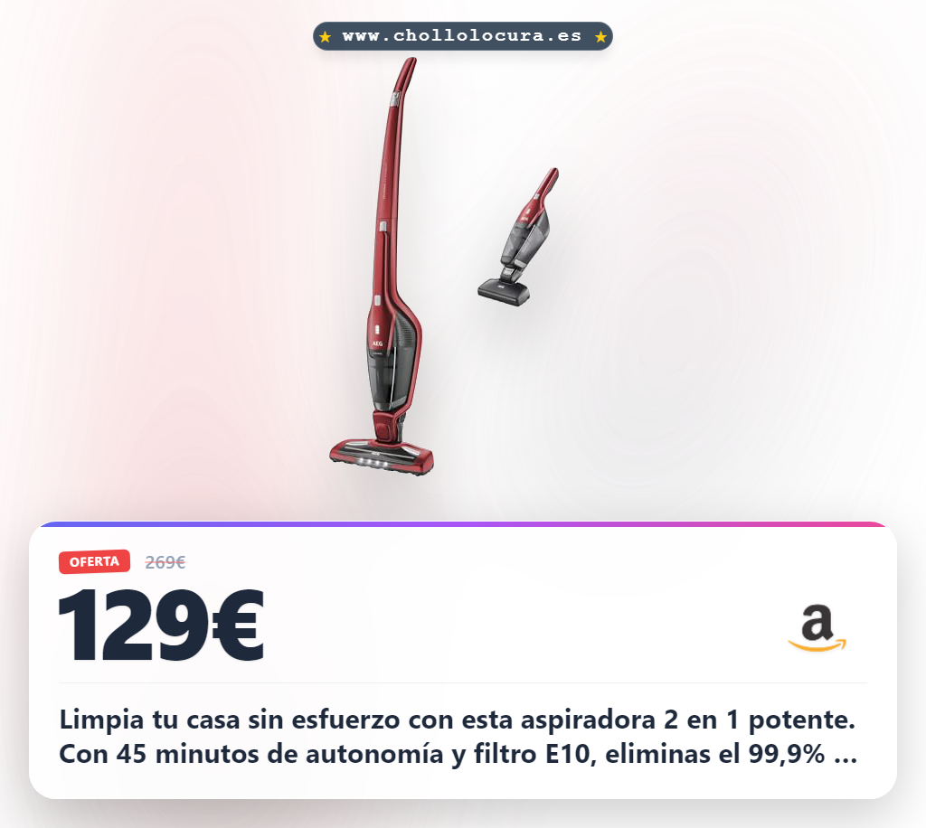 Aprovecha la aspiradora sin cable 2 en 1 con filtro E10 y luz LED para mascotas al mejor precio de chollo