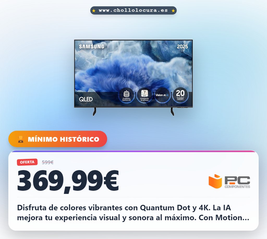 Aprovecha la TV Samsung QLED 43 pulgadas con Vision AI y Quantum Dot en oferta histórica