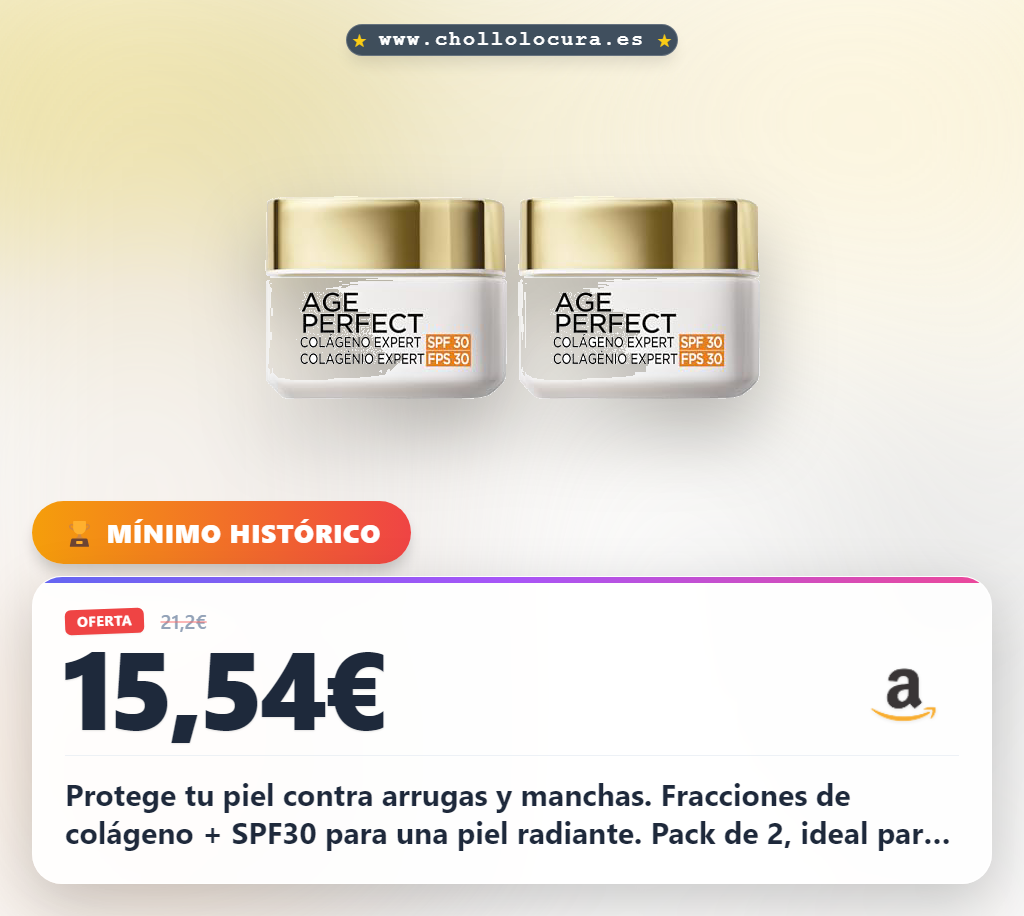 L'Oréal Paris - Age Perfect Crema SPF 30, Antiflacidez y Antimanchas, Pieles Maduras, 50 ml (Paquete de 2)