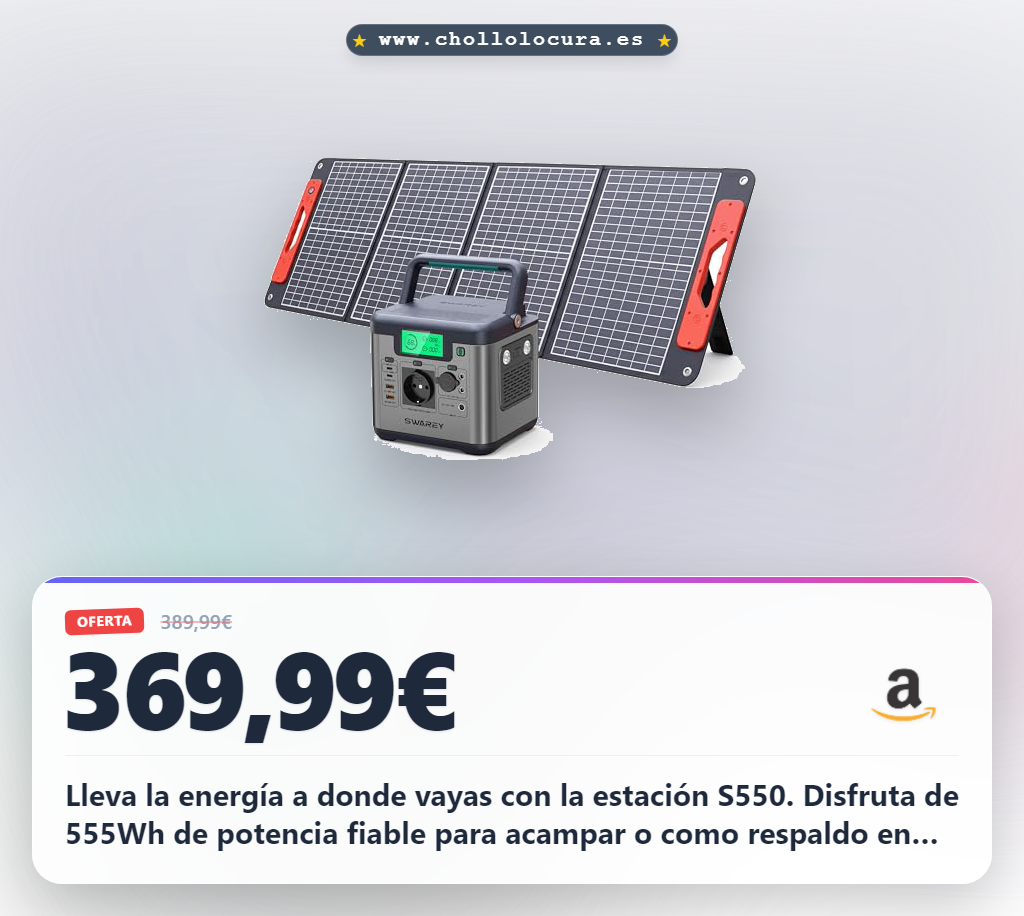 Aprovecha la estación de energía solar S550 con panel 100W y carga rápida USB-C 140W para camping y hogar en oferta