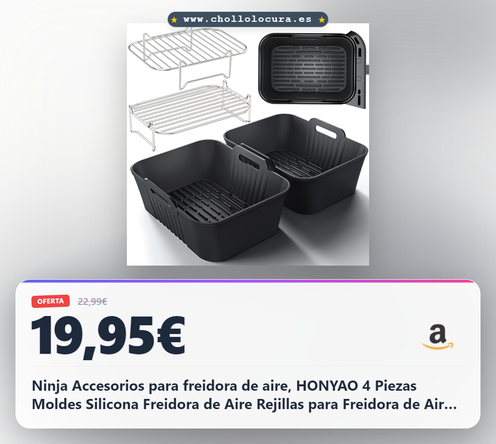Ninja Accesorios para freidora de aire, HONYAO 4 Piezas Moldes Silicona Freidora de Aire Rejillas para Freidora de Aire para Cecotec 9L, Cosori 8,5L-10L, Ninja 7,6L-9,5L, y otras Air Fryer Doble Zona