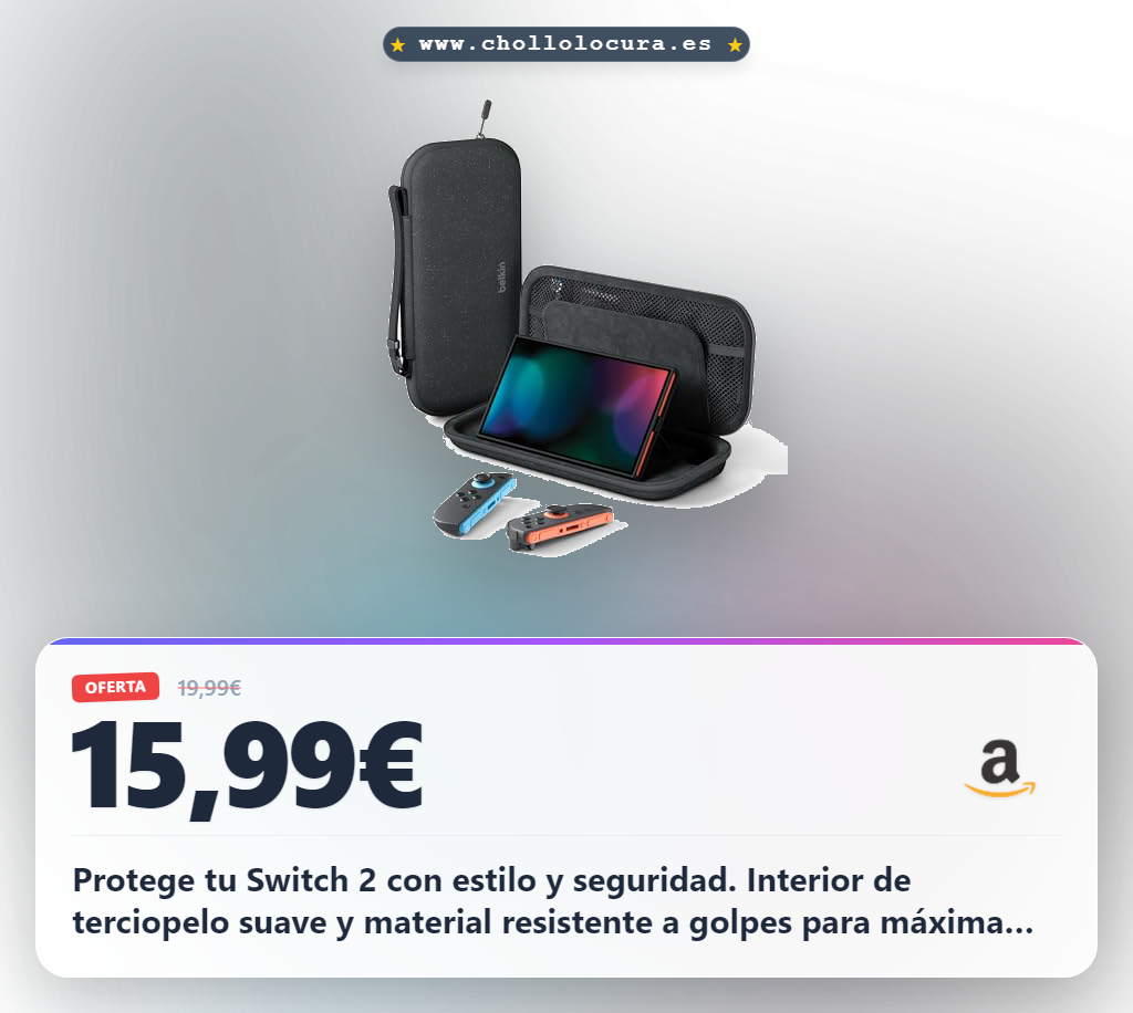 Consigue la funda rígida para Nintendo Switch 2 con interior suave y compartimento AirTag al mejor precio