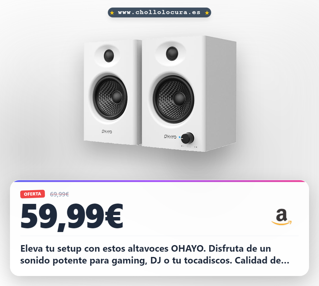 Consigue los altavoces OHAYO 60W Bluetooth 5.3 y sistema 2.0 para gaming y música al mejor precio