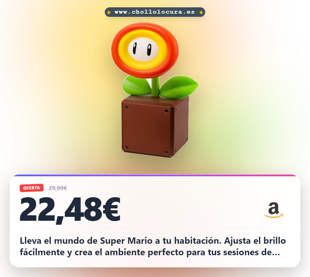 Consigue la lámpara led Super Mario Fire Flower de Nintendo con licencia oficial y brillo ajustable a precio de chollo