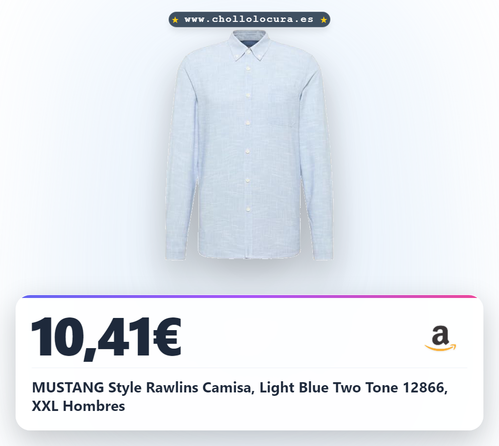 MUSTANG Style Rawlins Camisa, Light Blue Two Tone 12866, XXL Hombres