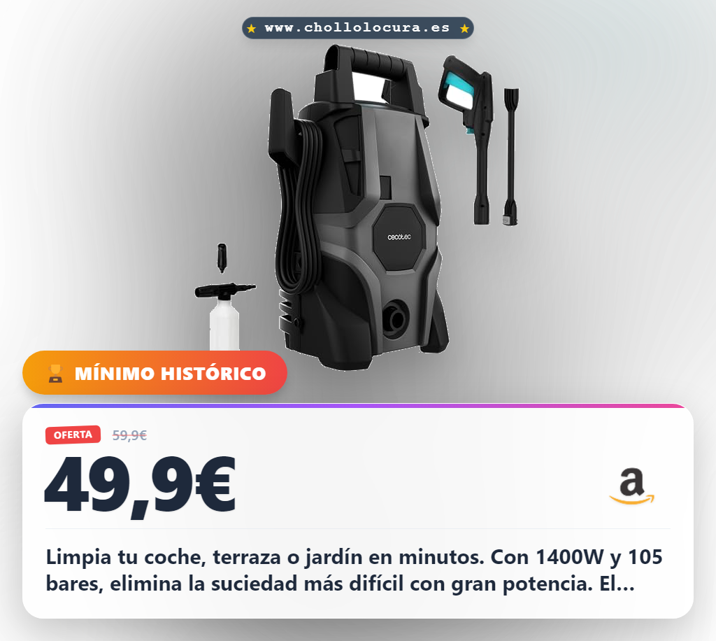 Aprovecha la hidrolimpiadora HydroBoost de 1400W y 105 bares para limpiar coche jardín y terraza al mejor precio