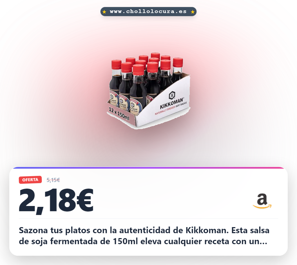 Disfruta de la auténtica Kikkoman Salsa de Soja Naturalmente Fermentada 150ml a precio de chollo