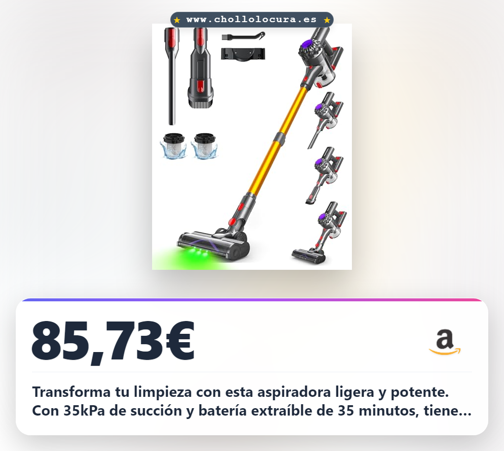 Aprovecha esta aspiradora inalámbrica 6 en 1 con 35kPa y batería extraíble al mejor precio de oferta