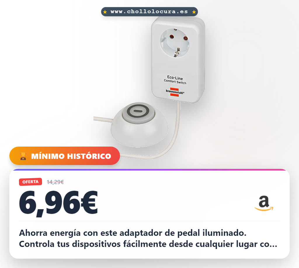 Aprovecha el adaptador de toma de corriente con interruptor de pedal iluminado y ahorra energía hoy