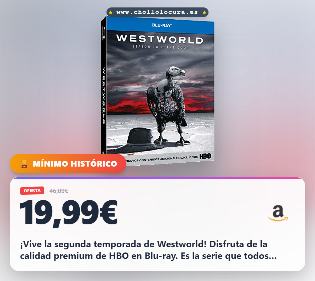 Descubre Westworld Temporada 2 Blu-Ray en oferta: la mejor serie de HBO a precio de chollo al mejor precio del año.