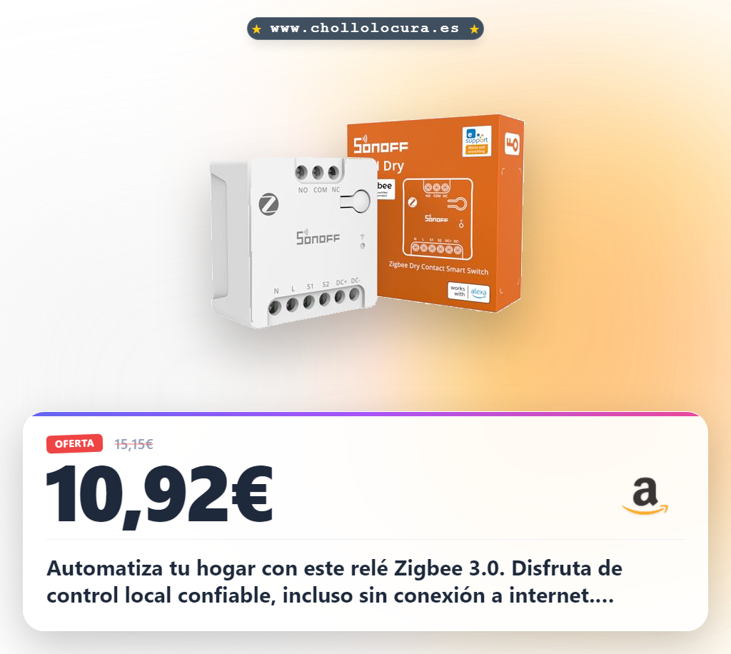 Consigue el relé de contacto seco SONOFF MINI-ZBD Zigbee 3.0 para automatizar tu casa con control local al mejor precio
