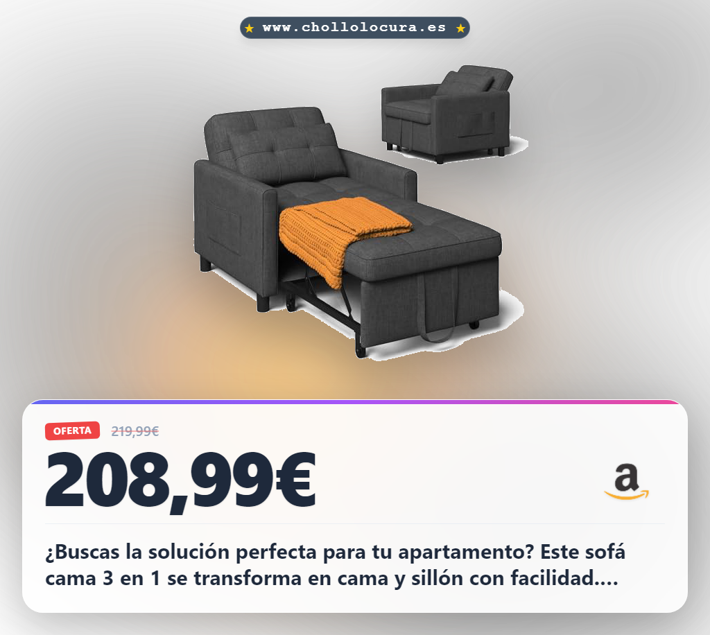 Aprovecha este sofá cama convertible 3 en 1 gris oscuro. Consigue sillón reclinable y cama plegable para ahorrar espacio en tu apartamento.