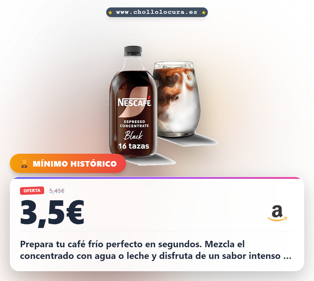Descubre el concentrado de café NESCAFÉ Black para tu iced coffee perfecto. Sabor intenso y listo en segundos al mejor precio.