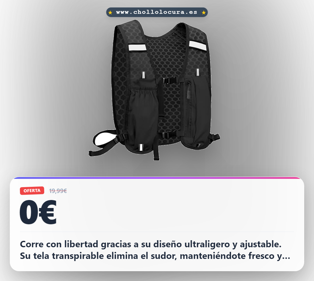 Consigue este chaleco de running unisex ligero y transpirable con mochila y reflectantes para maratón al mejor precio