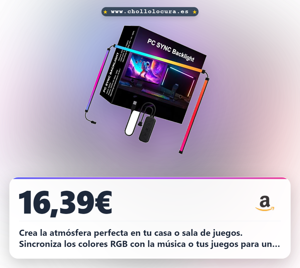 Aprovecha la tira de luces LED RGB flexible con sincronización musical para juegos, cine y hogar.