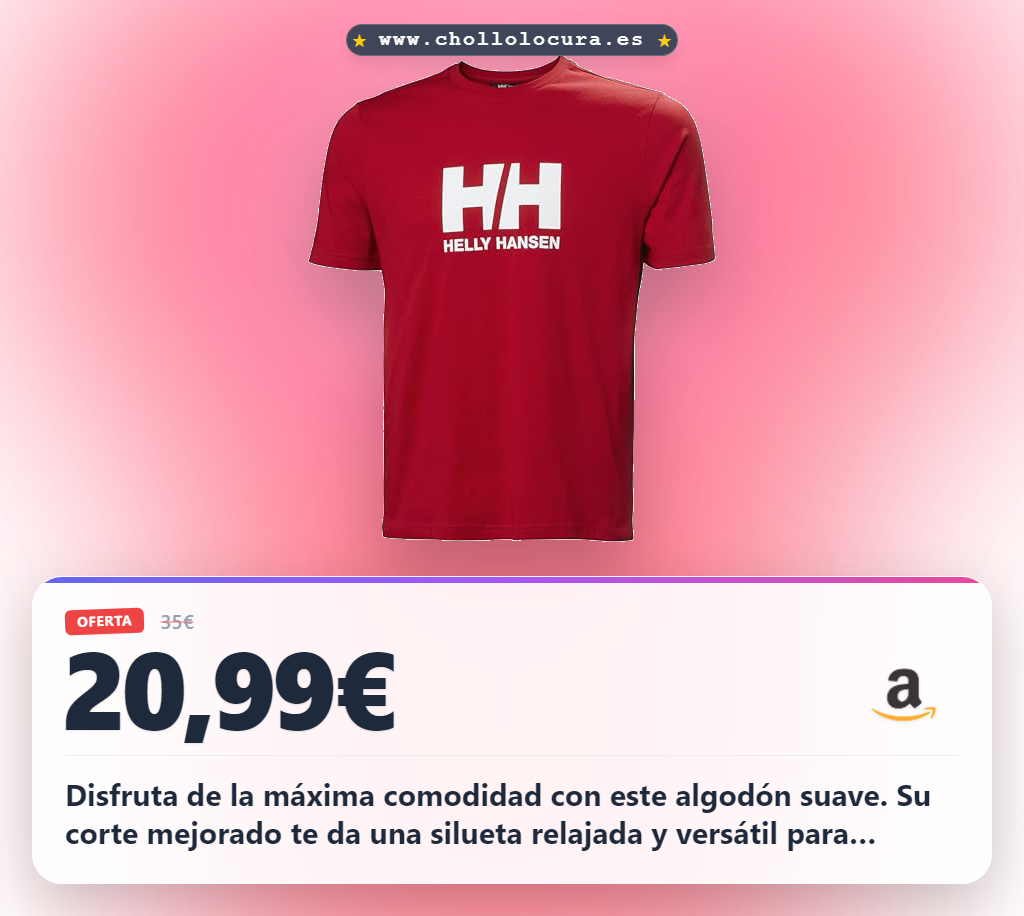 Aprovecha la camiseta Helly Hansen para hombres en algodón rojo talla 2XL al mejor precio de oferta histórica