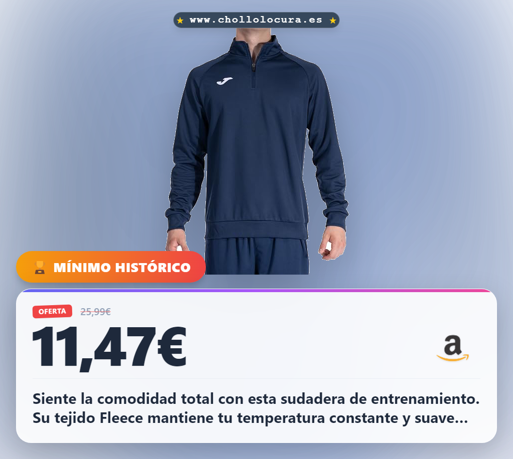 Aprovecha esta sudadera Joma Faraón Marino con cremallera para entrenar al mejor precio