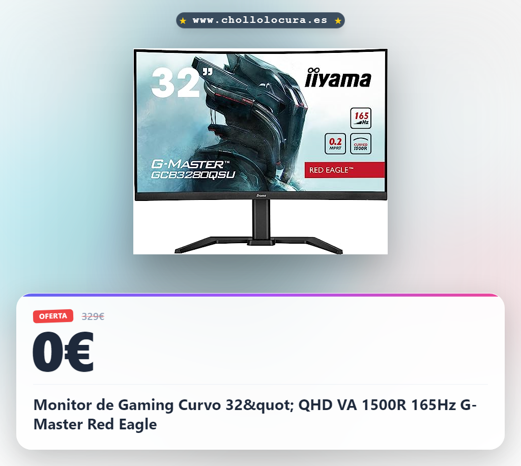 Monitor de Gaming Curvo 32" QHD VA 1500R 165Hz G-Master Red Eagle